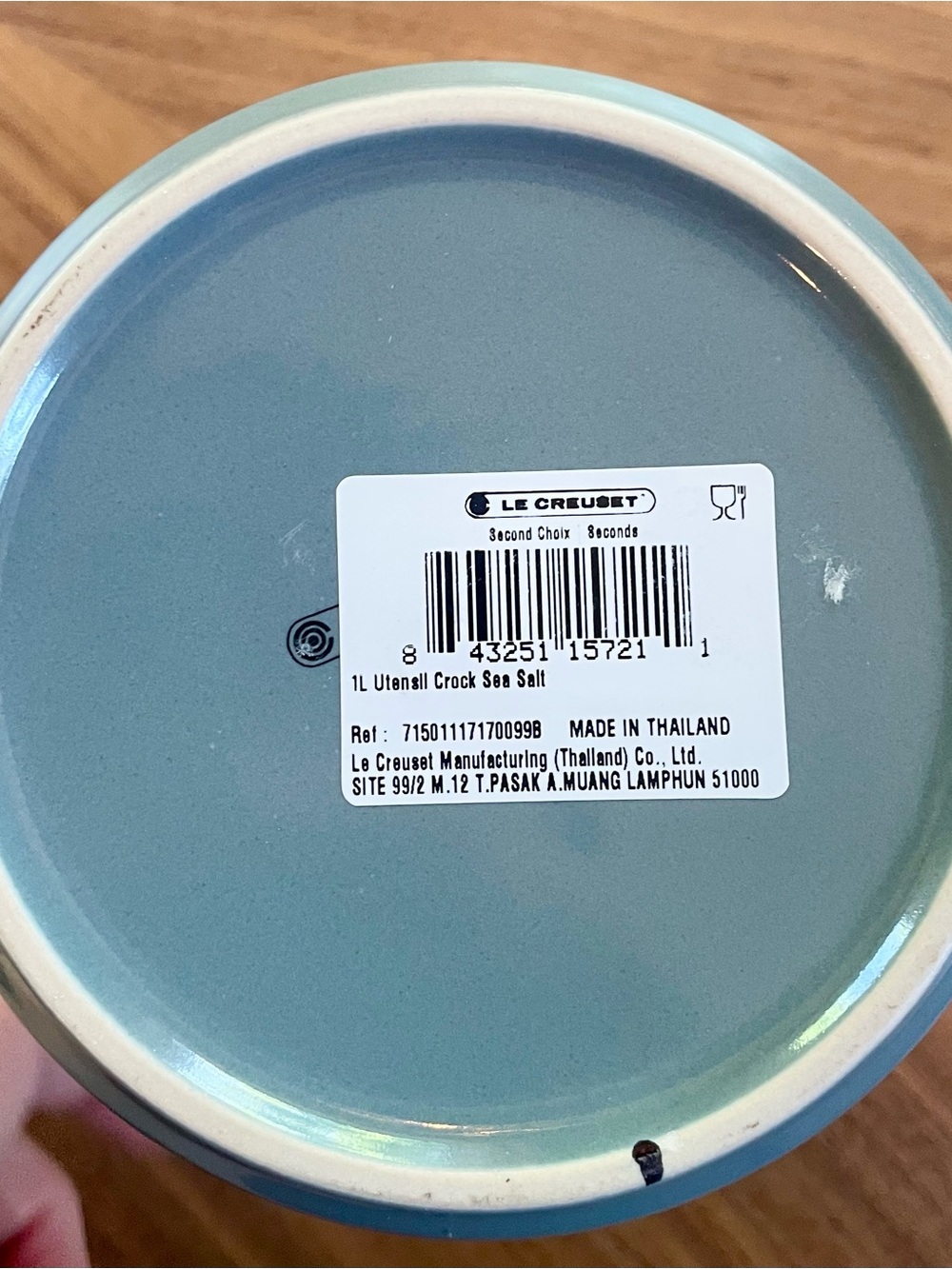 Le Creuset Sea Salt Utensil Crock 1L NWT - Picture 4 of 4